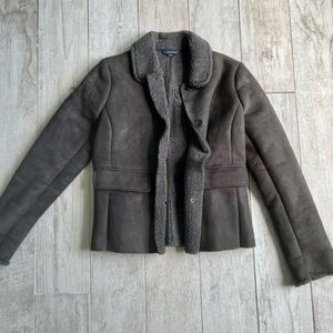 Lands’ End Faux Suede Sherpa Jacket